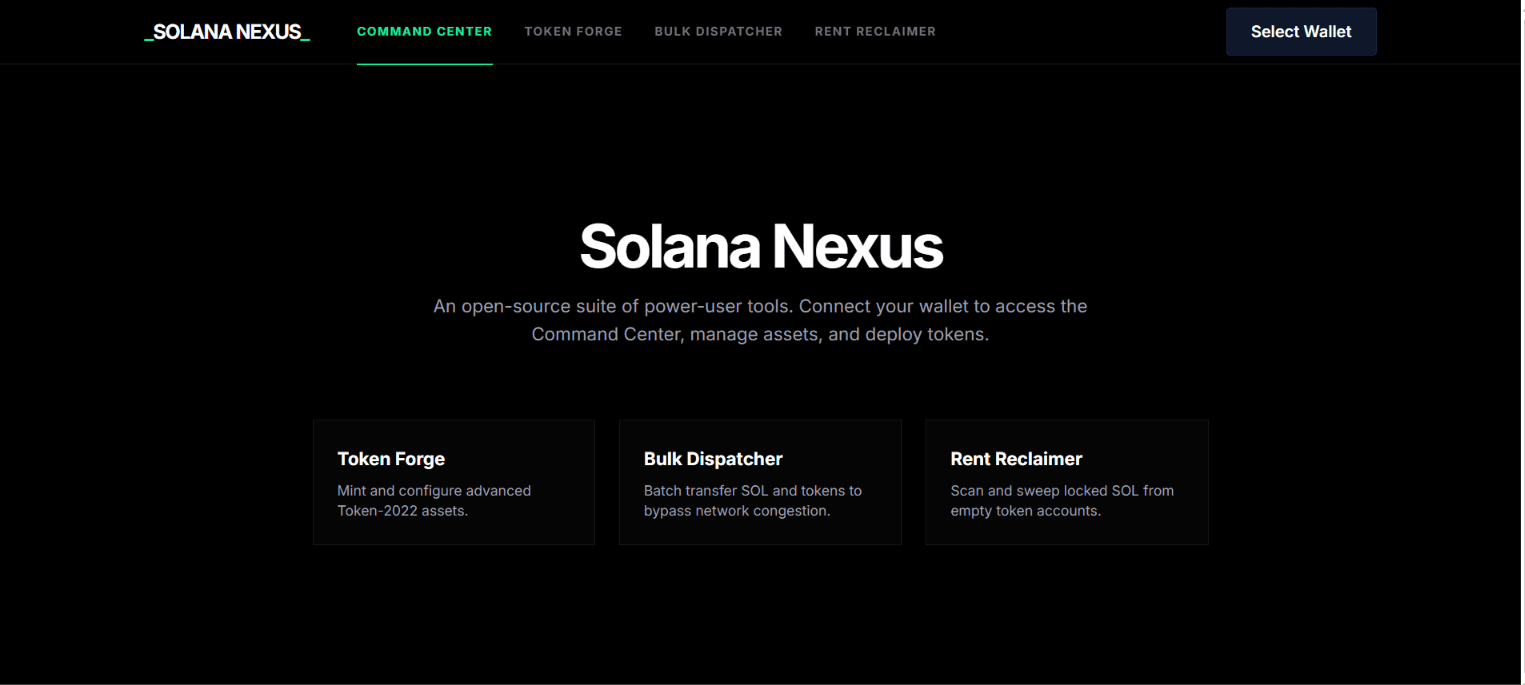 Screenshot of Solana Nexus